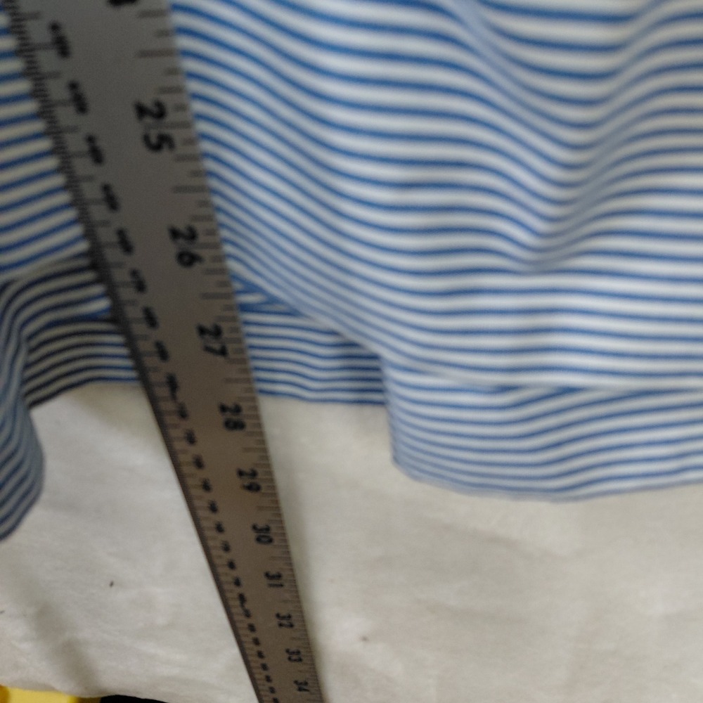 Vintage John Roberts Blue White Striped Cotton Midi Dress Puffy Sleeve Womens 8 - Picture 6 of 9